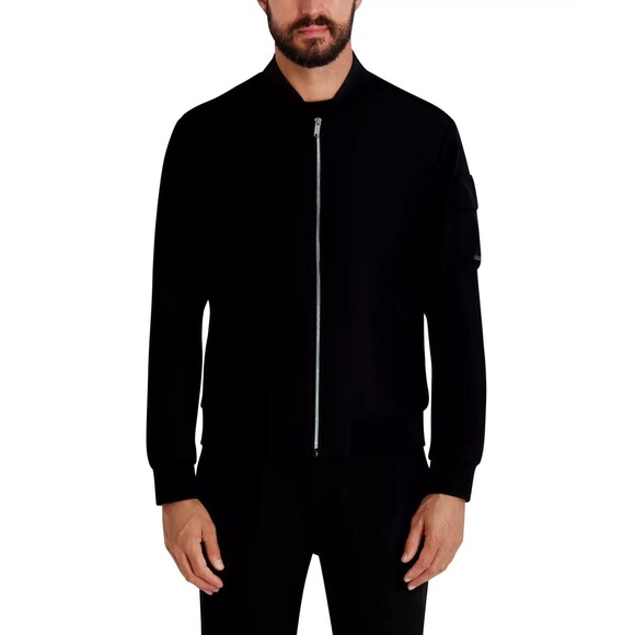 Karl Lagerfeld Other - KARL LAGERFELD PARIS Men's Modern Fit Ponte Bomber Jacket Rich Black L